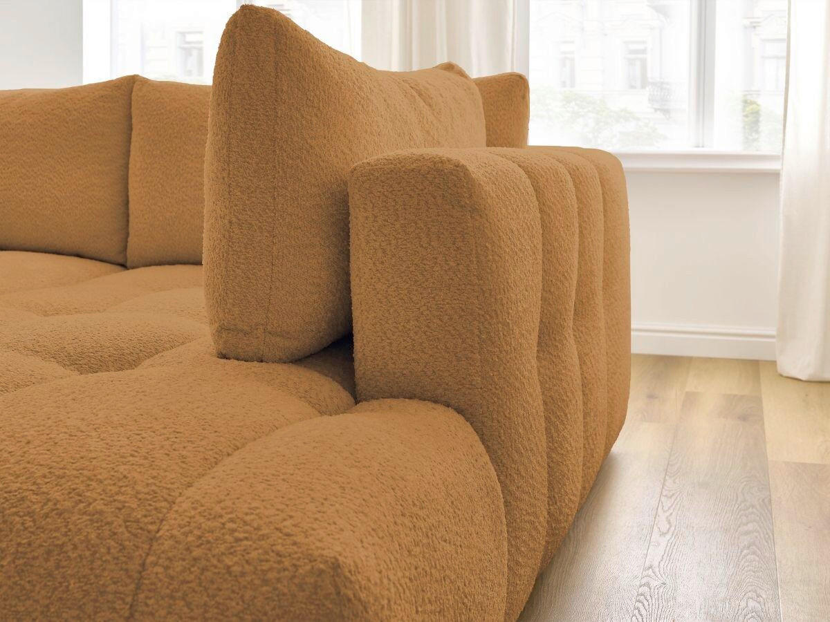 ECKSCHLAFSOFA EVEREST Bouclé Gelb  inkl. Rückenkissen, Schlaffunktion  - Gelb/Schwarz, MODERN, Kunststoff/Textil (282/204cm)