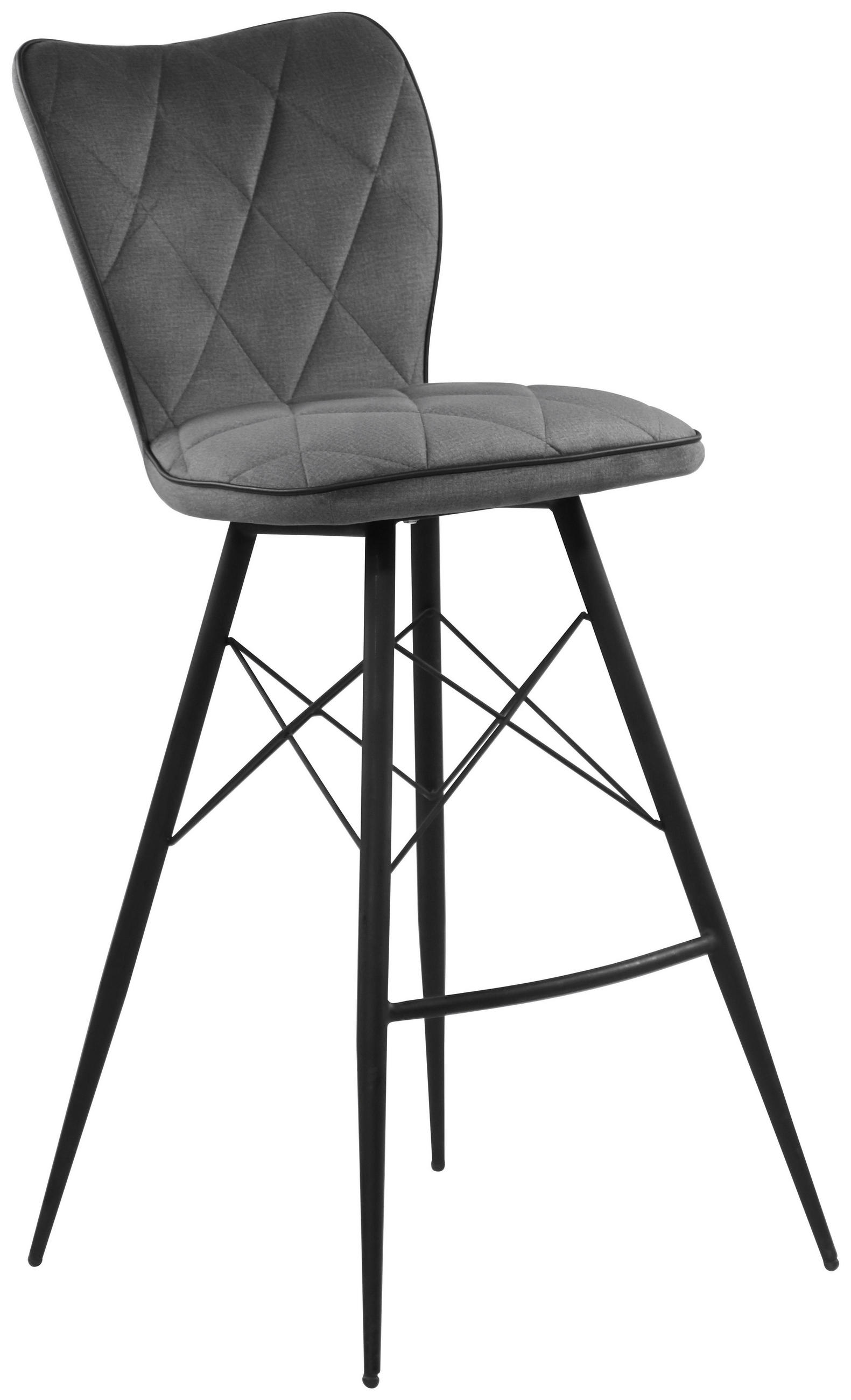 BARHOCKER Webstoff Grau Eisen - Schwarz/Grau, Design, Textil/Metall (44/107/53cm) - Hom`in