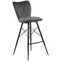 BARHOCKER Webstoff Grau Eisen  - Schwarz/Grau, Design, Textil/Metall (44/107/53cm) - Hom`in