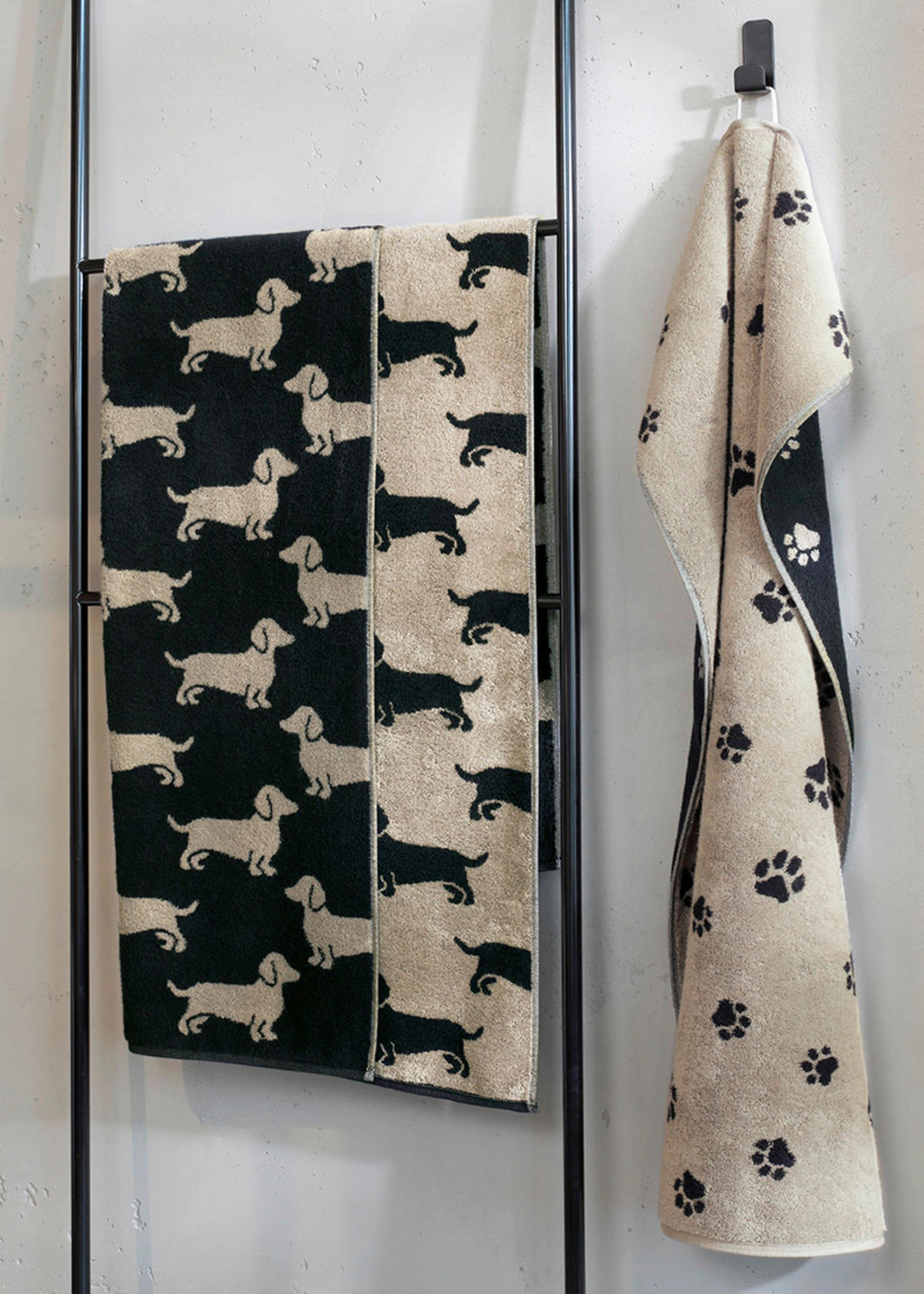 BRISAČA ZA TUŠIRANJE We love dogs  črna 80/150 cm  - črna, Basics, tekstil (80/150cm) - Cawoe