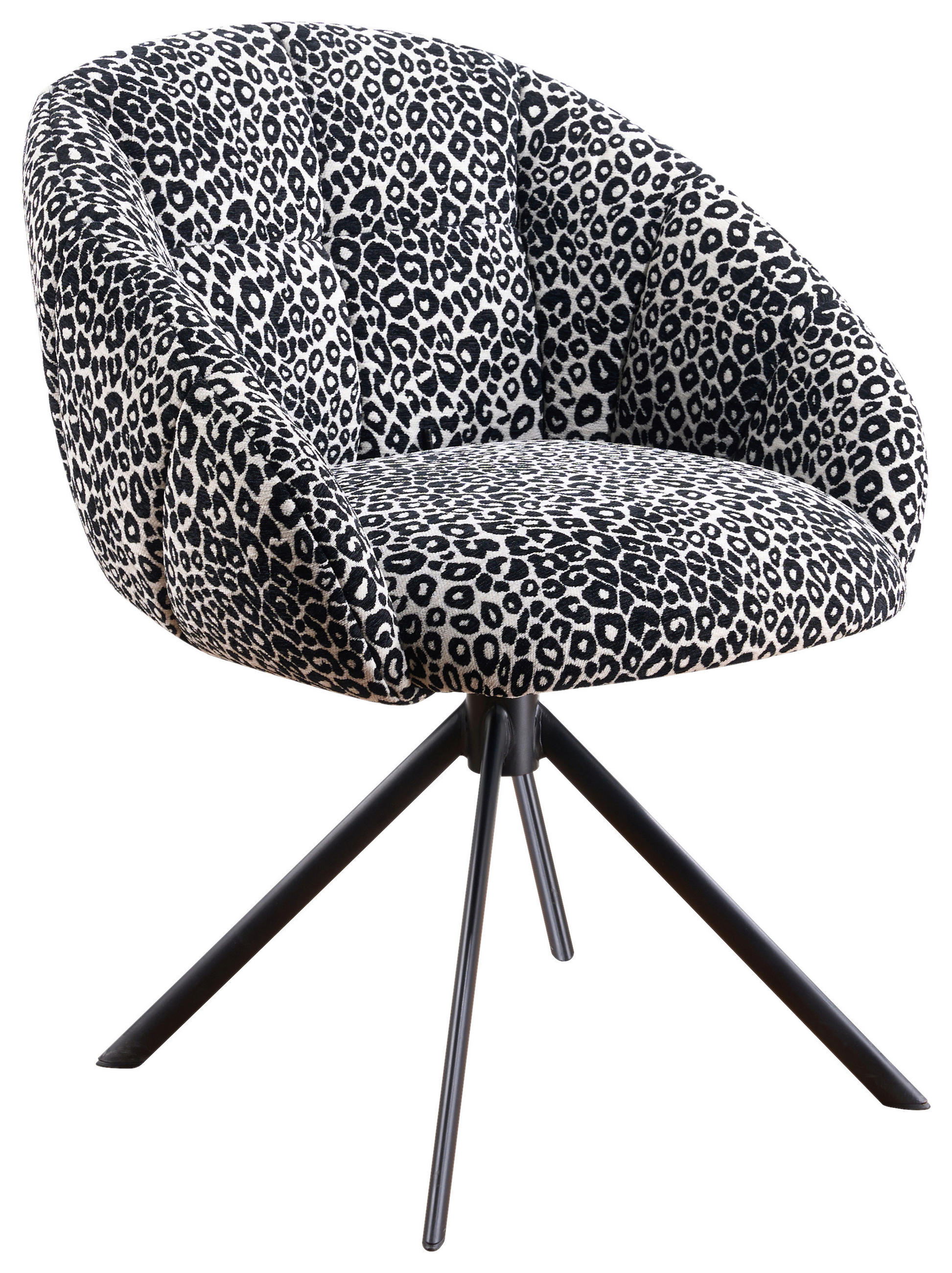 ARMLEHNSTUHL  Sitzfläche 360° drehbar Webstoff  - Schwarz/Weiß, Design, Textil/Metall (64/84/65cm) - Novel