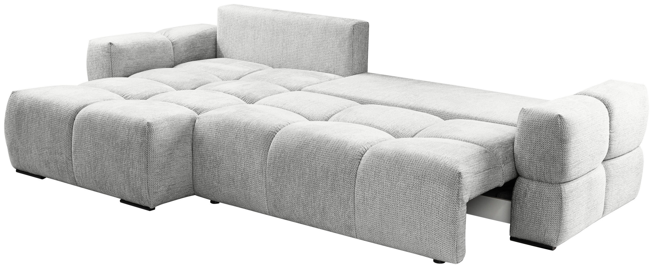 ECKSOFA in Chenille Silberfarben  - Silberfarben/Schwarz, Design, Textil/Metall (173/299cm) - Stylife