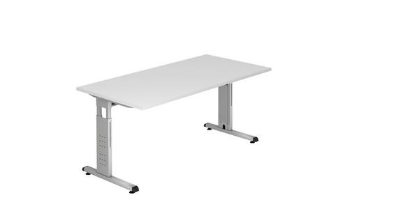 SCHREIBTISCH höhenverstellbar  - Silberfarben/Weiß, KONVENTIONELL, Holzwerkstoff/Metall (160/80/65-85cm) - Venda