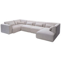 WOHNLANDSCHAFT Flachgewebe Naturfarben  - Schwarz/Naturfarben, Design, Kunststoff/Textil (211/368/165cm) - Lomoco