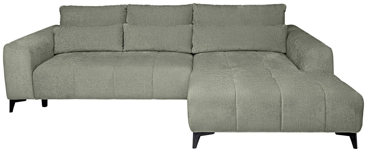ECKSOFA  in Chenille Mintgrün  279/222 cm  - Schwarz/Mintgrün, KONVENTIONELL, Kunststoff/Textil (279/222cm) - Hom`in