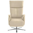 RELAXSESSEL in Leder Ecru  - Ecru/Edelstahlfarben, Design, Leder/Metall (70/124/85cm) - Cantus