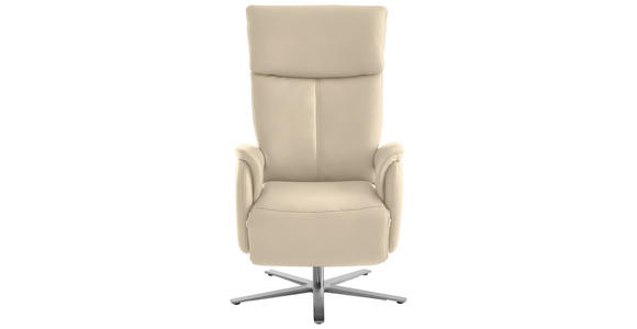 RELAXSESSEL in Leder Ecru - Ecru/Edelstahlfarben, Design, Leder/Metall (70/124/85cm) - Cantus