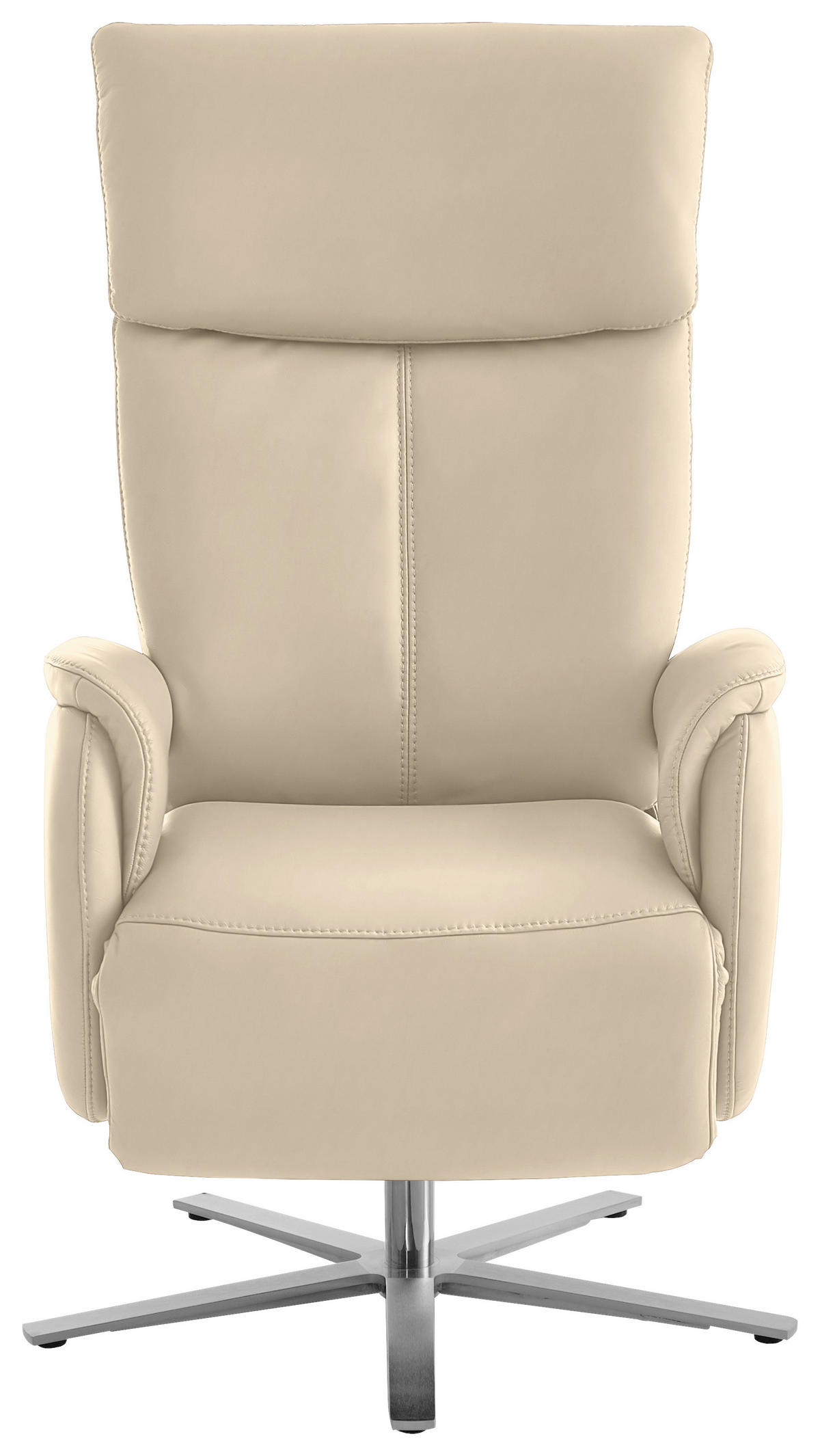 RELAXSESSEL in Leder Ecru  - Ecru/Edelstahlfarben, Design, Leder/Metall (70/124/85cm) - Cantus