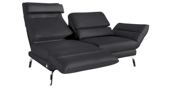 2-SITZER-SOFA Dunkelgrau, Fango Echtleder  - Chromfarben/Fango, Design, Leder/Metall (172-226/83/96cm) - Dieter Knoll