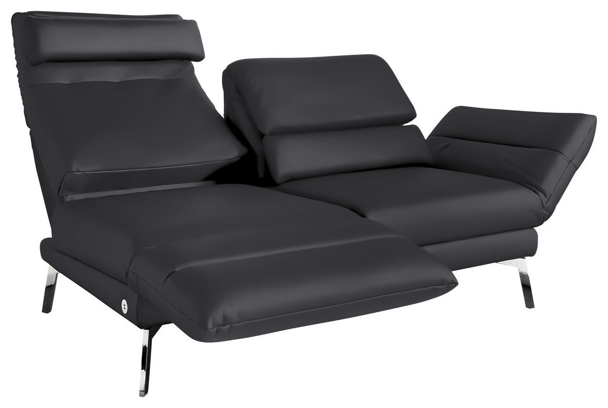 2-SITZER-SOFA Echtleder Dunkelgrau, Fango  - Chromfarben/Fango, Design, Leder/Metall (178-226/82/96-177cm) - Dieter Knoll
