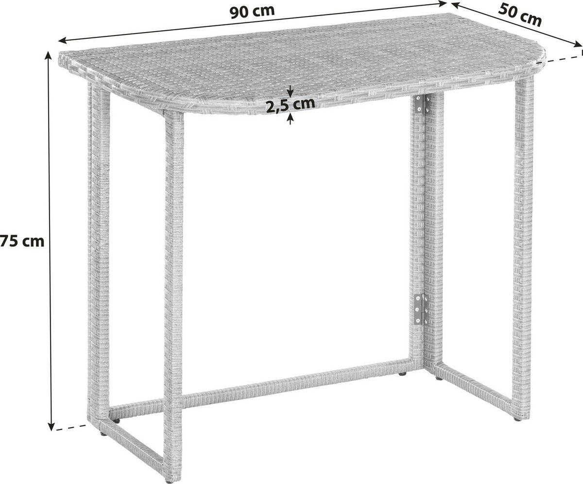 GARTENTISCH Metall, Kunststoff Braun rechteckig  - Braun, KONVENTIONELL, Kunststoff/Metall (90/50/75cm) - Gardenson