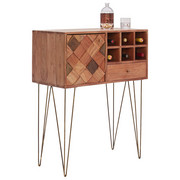 BAR in Akaziefarben, Messingfarben - Messingfarben/Naturfarben, Trend, Holz/Metall (82/105/40cm) - Ambia Home