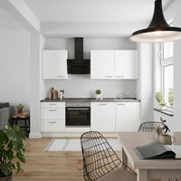 KÜCHENBLOCK 240 cm   in Weiß, Schieferfarben  - Schieferfarben/Edelstahlfarben, MODERN, Holzwerkstoff/Metall (240cm) - Nobilia