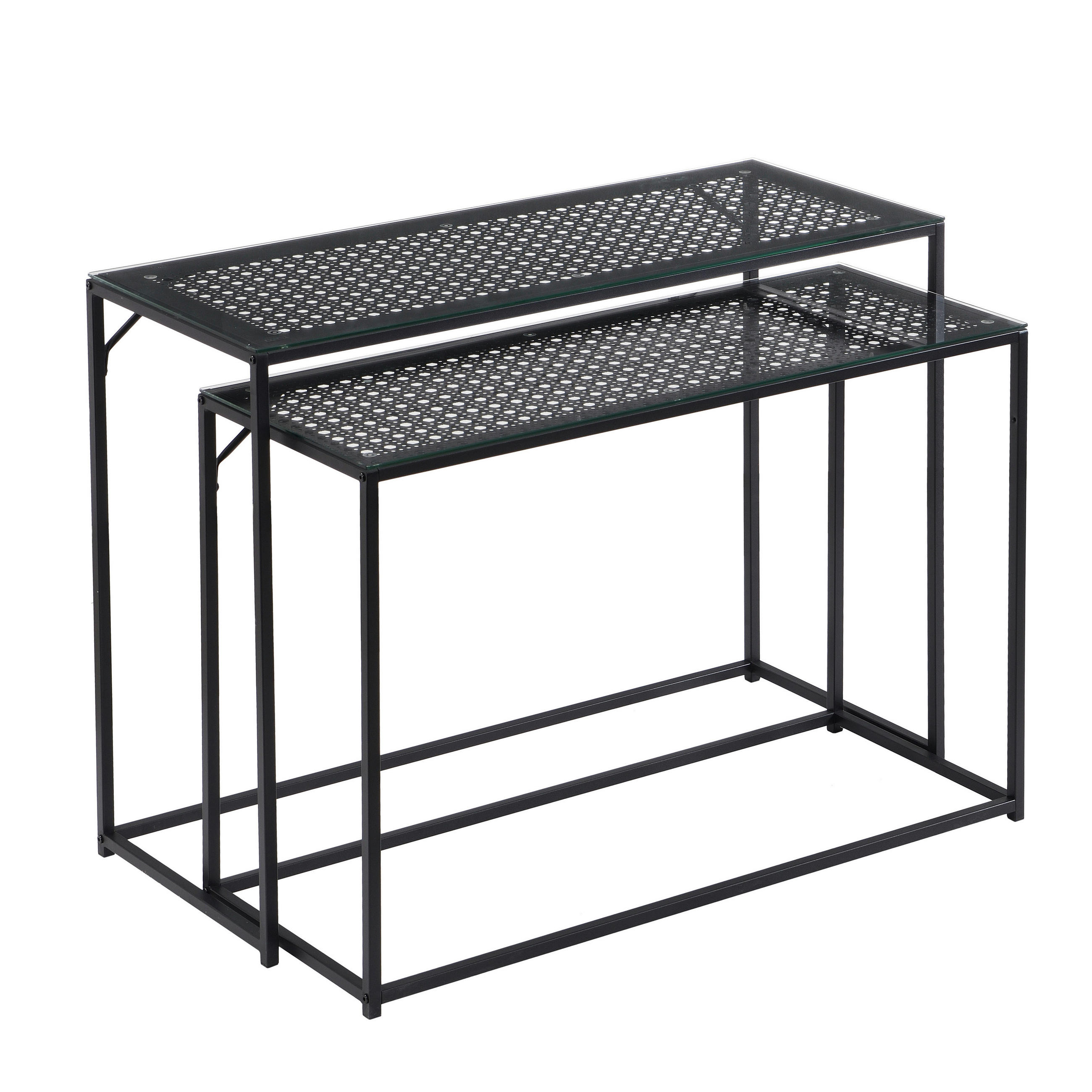 BEISTELLTISCHSET in Glas 100/40/77 cm  - Schwarz, Design, Glas/Metall (100/40/77cm) - MID.YOU