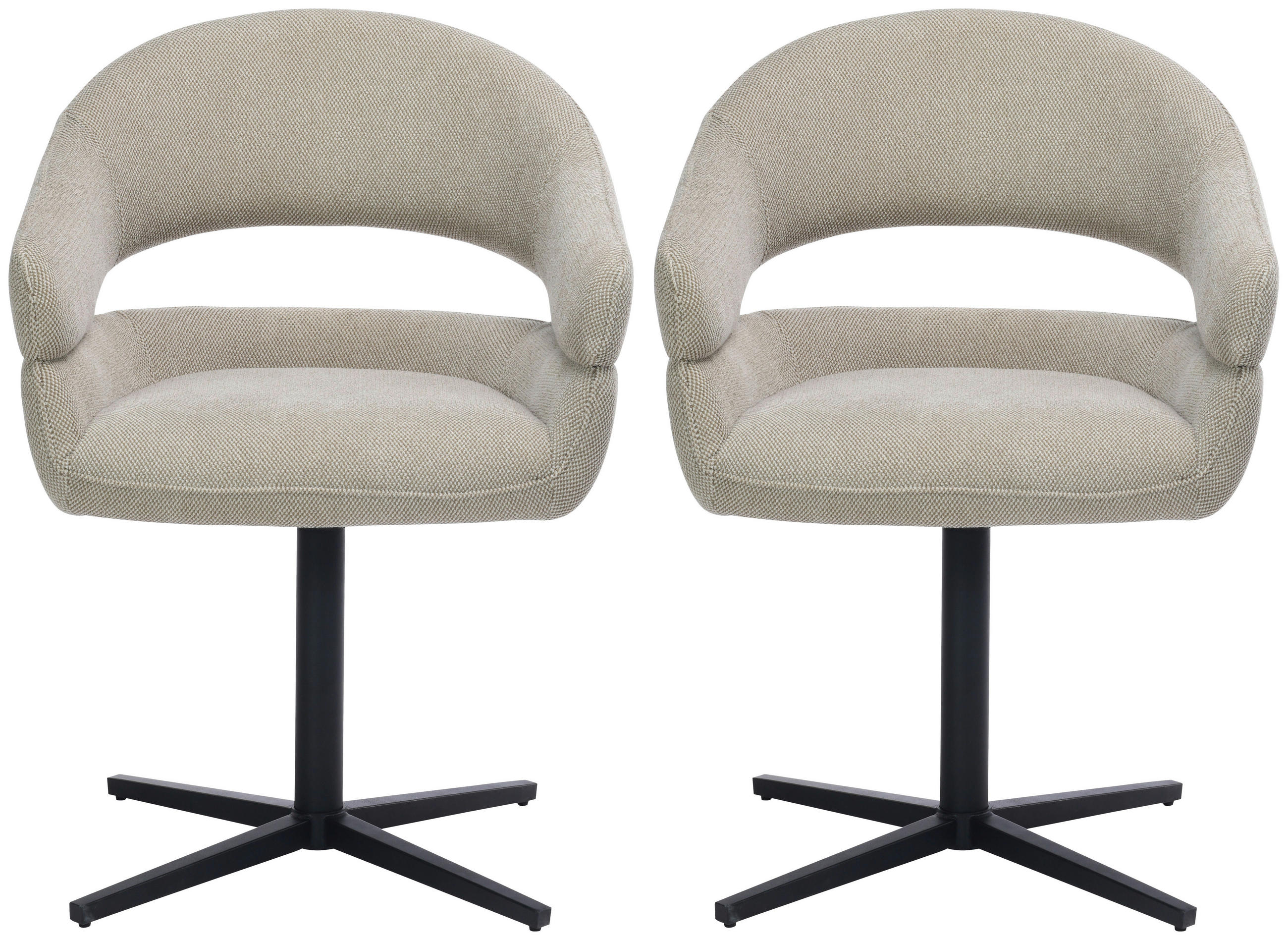 Armlehnstuhl Sigrid Leinenoptik Braun drehbar