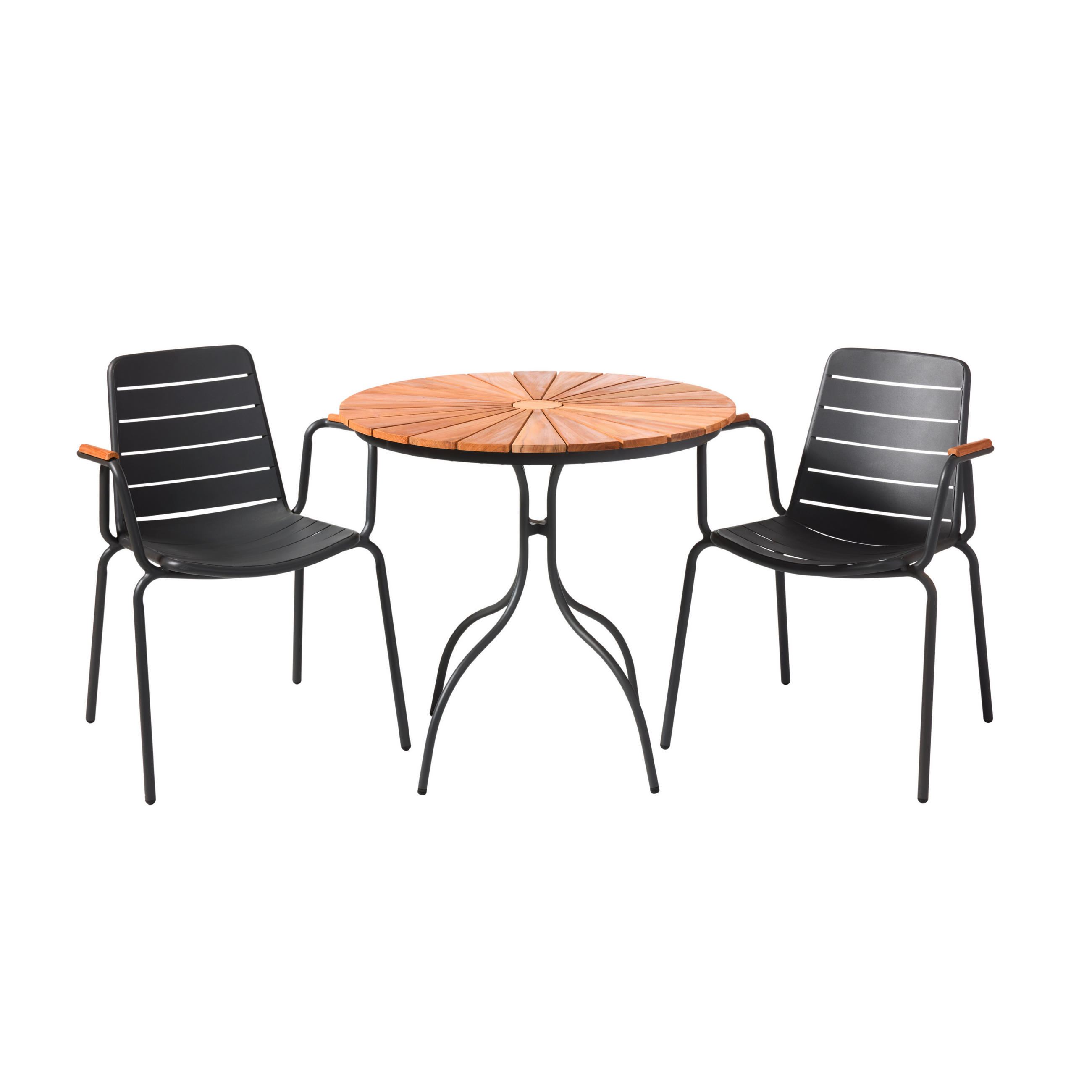 GARTENTISCHGRUPPE Teakholz vollmassiv Aluminium  - Anthrazit/Teakfarben, Natur, Holz/Metall (120/120/80cm) - Gardenson