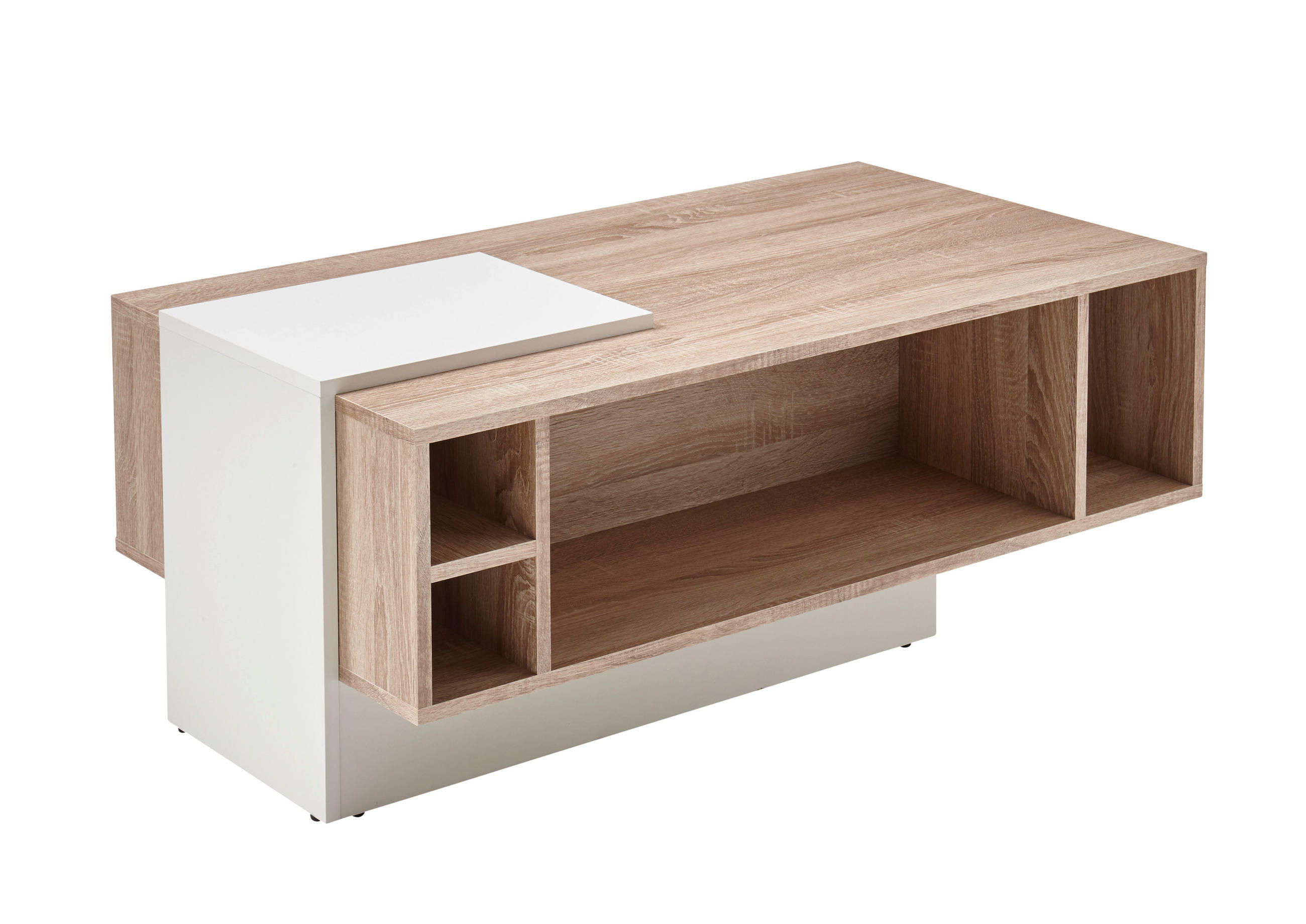 COUCHTISCH 106/43/60 cm rechteckig Weiß, Sonoma Eiche  - Weiß/Sonoma Eiche, MODERN, Holzwerkstoff (106/43/60cm) - MID.YOU
