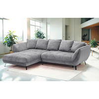 ECKSOFA in Struktur Hellgrau, Grau  187/282 cm  - Hellgrau/Schwarz, Design, Textil/Metall (187/282cm) - Livetastic