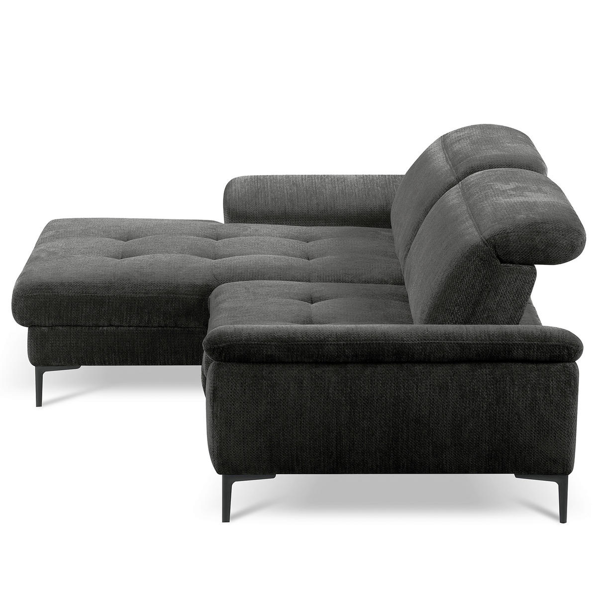 ECKSOFA  Webstoff Schwarz  - Schwarz, Design, Textil/Metall (195/268cm) - Livetastic
