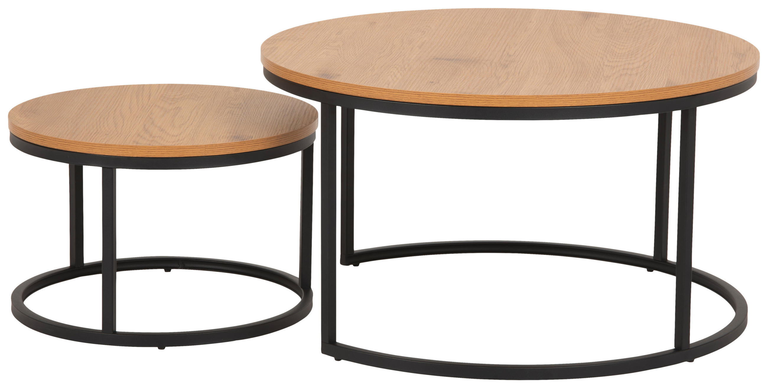 COUCHTISCH 80/80/44,5 cm rund Schwarz, Wildeiche  - Wildeiche/Schwarz, KONVENTIONELL, Holzwerkstoff/Metall (80/80/44,5cm) - MID.YOU