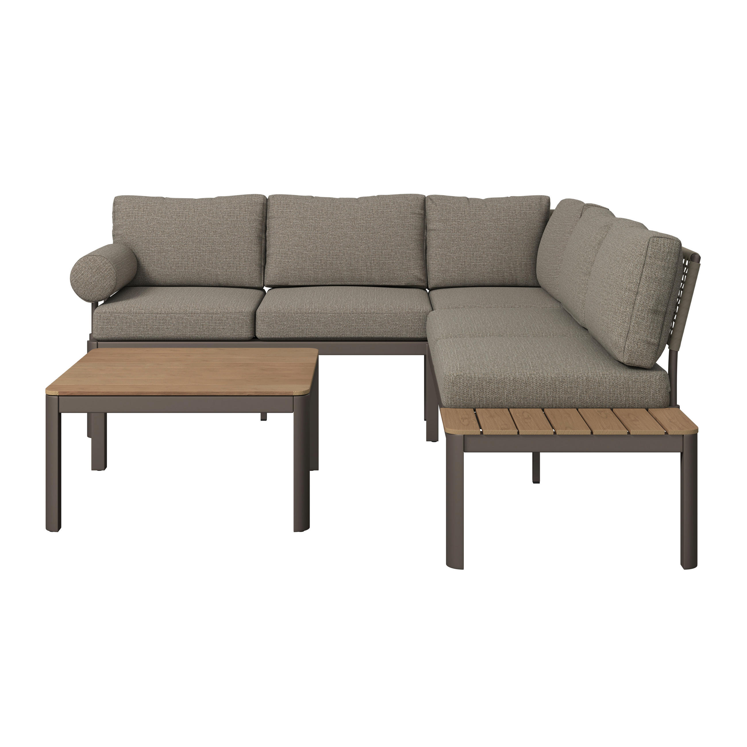 LOUNGEGARNITUR 3-teilig  219/238 cm  Aluminium  - Taupe/Naturfarben, Design, Kunststoff/Textil (219/238cm) - Amatio