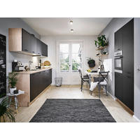 Bucătărie Fără Electrocasnice  - culoare lemn stejar/negru, Modern, metal/material pe bază de lemn (305+120cm) - Welnova