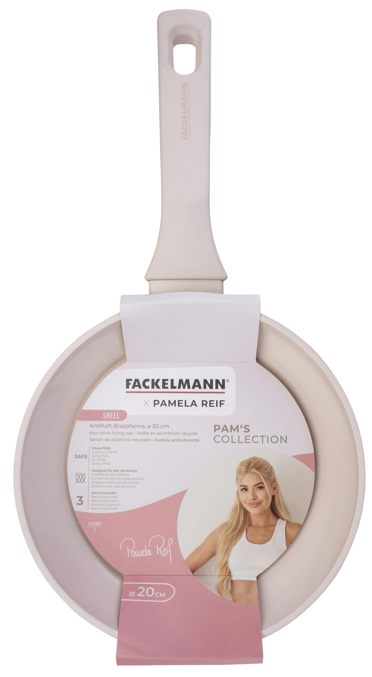 BRATPFANNE Pamela Reif Serie SHELL Keramikbeschichtung 20 cm  - Beigebraun, Basics, Metall (20cm) - Fackelmann