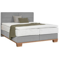 BOXSPRINGBETT 160/200 cm  in Eichefarben, Hellgrau  - Eichefarben/Hellgrau, Natur, Holz/Textil (160/200cm) - Valnatura