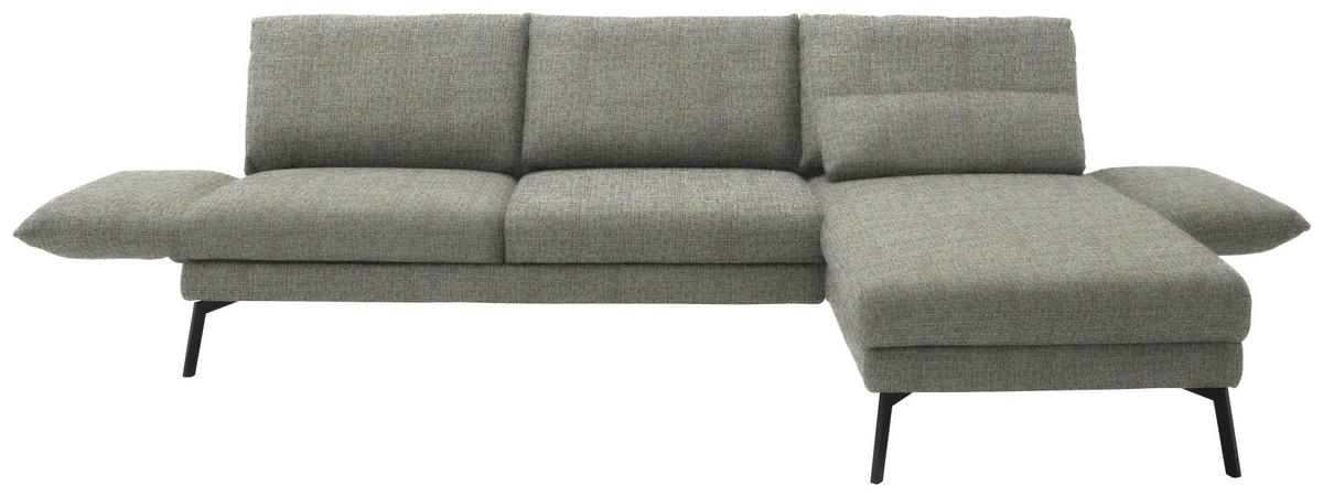 ECKSOFA in Flachgewebe Naturfarben  277/175 cm  - Schwarz/Naturfarben, Design, Textil/Metall (277/175cm) - Schöner Wohnen