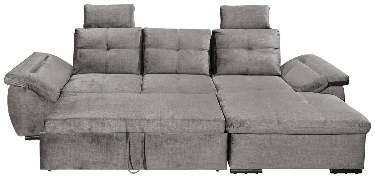ECKSOFA in Mikrovelours Hellgrau  - Hellgrau/Schwarz, Konventionell, Kunststoff/Textil (275/170cm) - Carryhome
