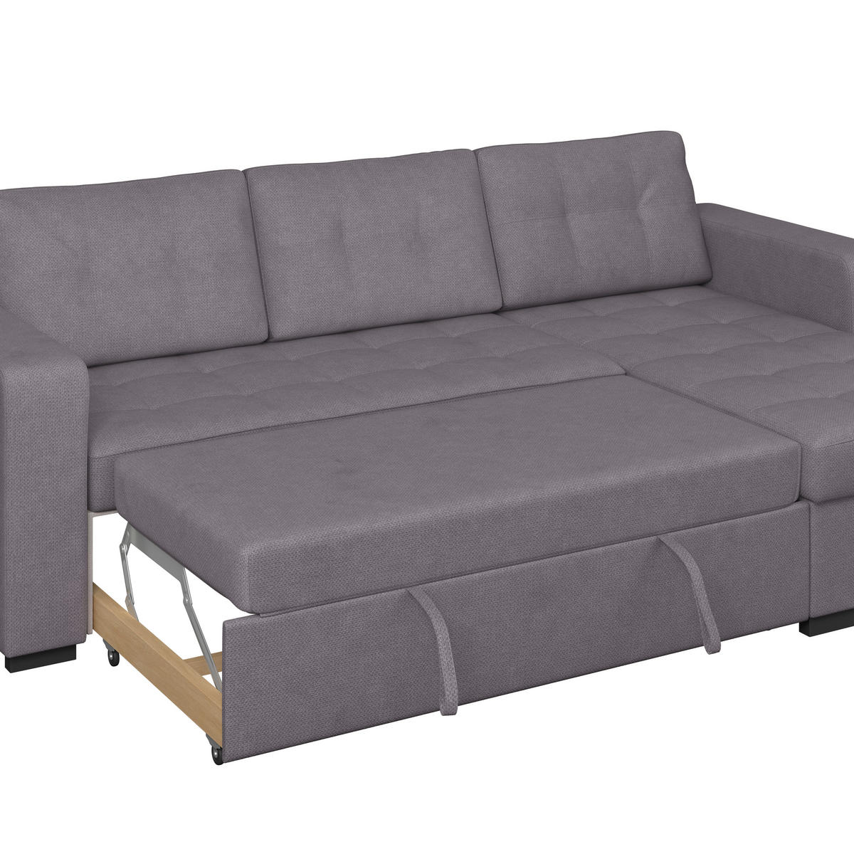 ECKSOFA Mikrofaser, Struktur Dunkelgrau  - Dunkelgrau/Schwarz, Trend, Textil/Metall (239/160cm) - MID.YOU