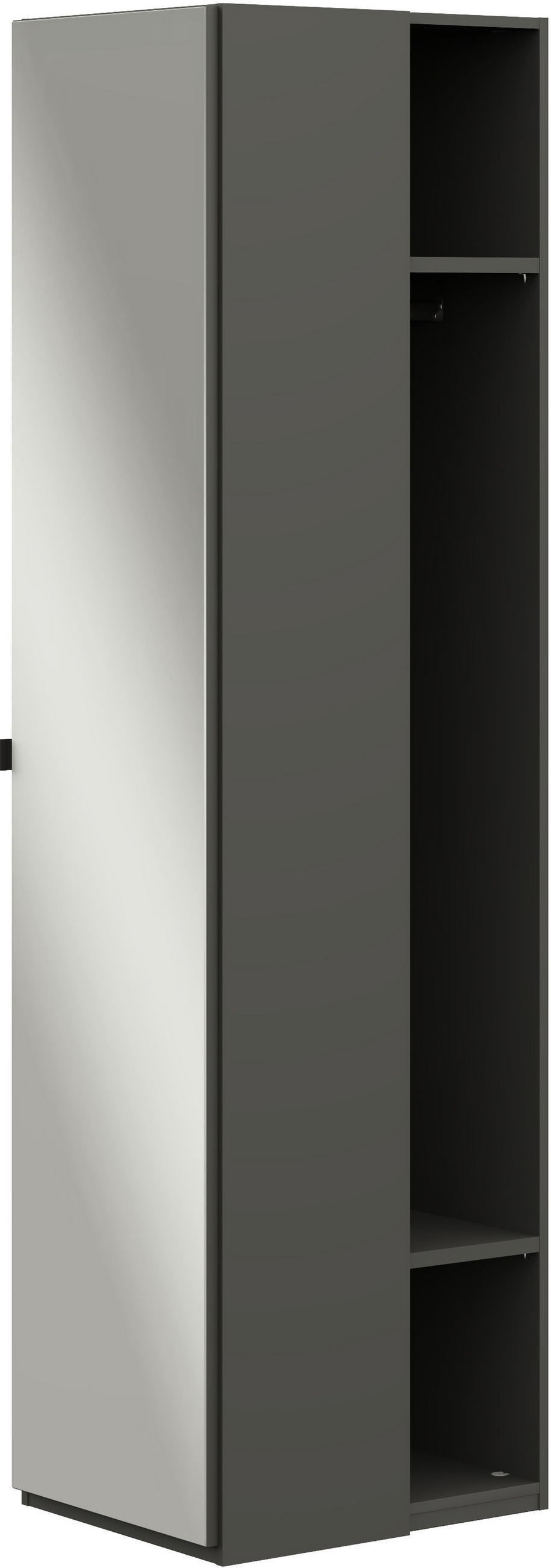KLEIDERSCHRANK in Graphitfarben  - Edelstahlfarben/Graphitfarben, Design, Glas/Holzwerkstoff (51,3/213,6/59,3cm) - Cantus