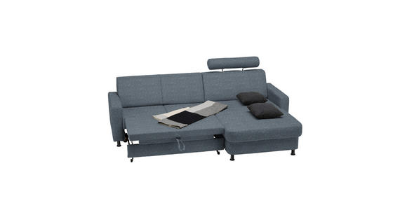 ECKSOFA in Webstoff Blaugrau  - Blaugrau/Schwarz, Design, Kunststoff/Textil (257/165cm) - Xora