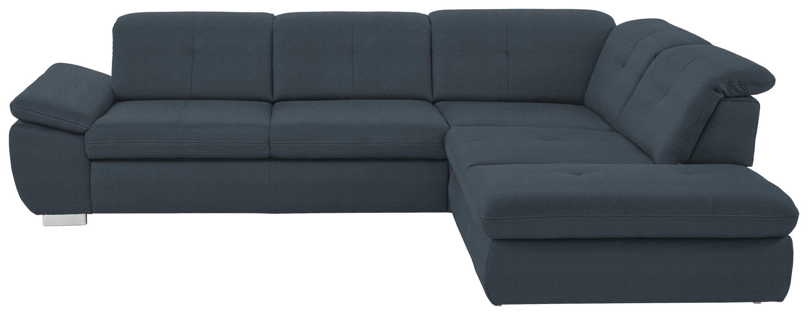 ECKSOFA  in Mikrofaser Dunkelblau Rücken echt, Sitztiefenverstellung  318/260 cm  - Dunkelblau, Design, Textil/Metall (318/260cm) - Beldomo Speed