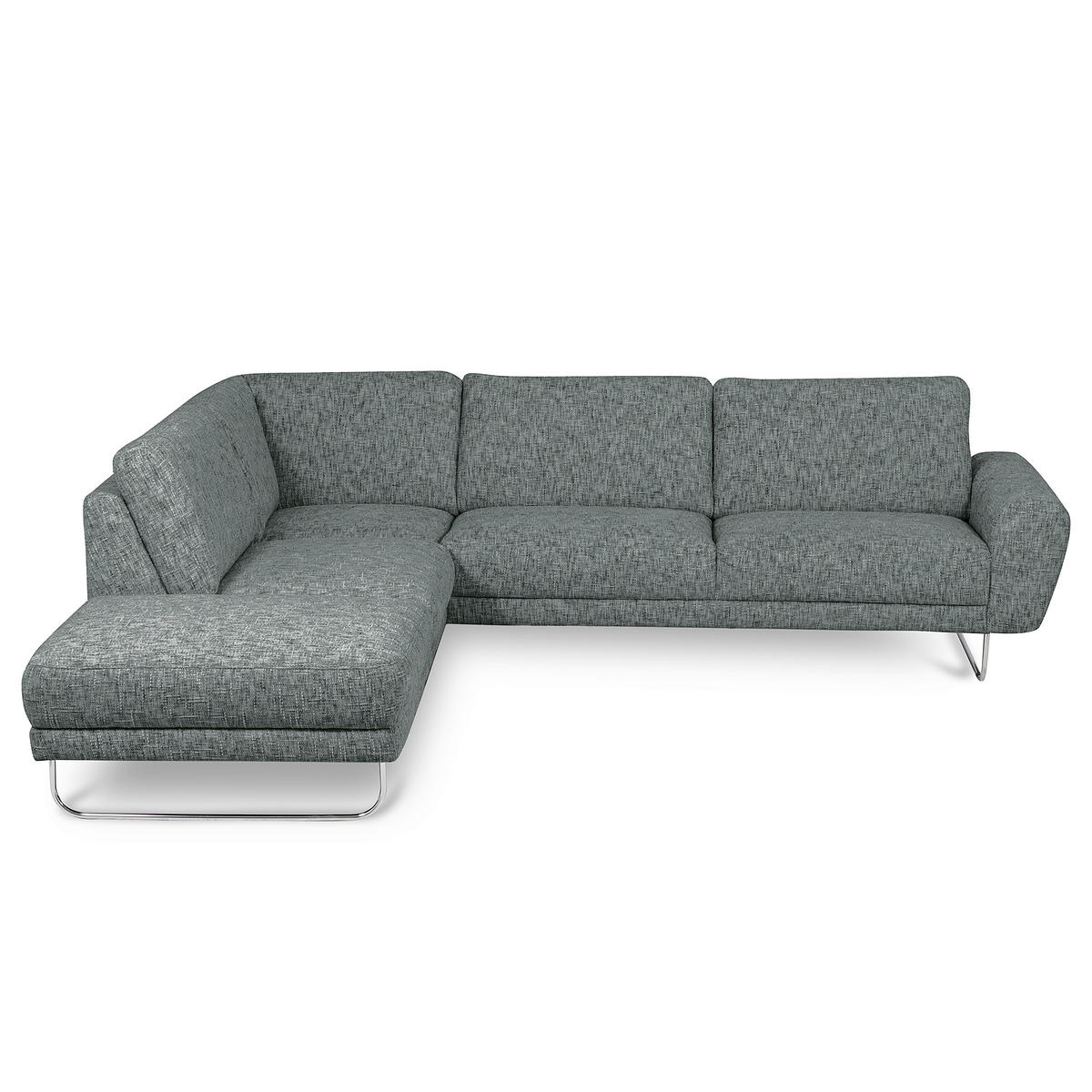 ECKSOFA 250/273 cm SPRING in Webstoff Anthrazit Zierkissen  250/273 cm  - Chromfarben/Anthrazit, Design, Textil/Metall (250/273cm) - Livetastic
