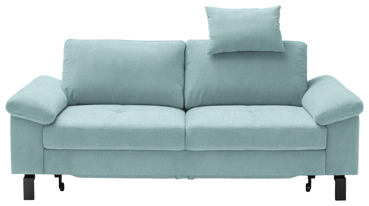 2,5-SITZER in Velours Türkis  - Türkis/Schwarz, Design, Textil/Metall (206/86/97cm) - Pure Home Lifestyle