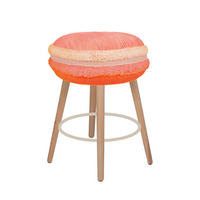 TABURET in lemn, metal, plastic, textil, hârtie culoare natur, roz aprins  - roz aprins/multicolor, Trend, plastic/hârtie (29/42cm) - Ambia Home