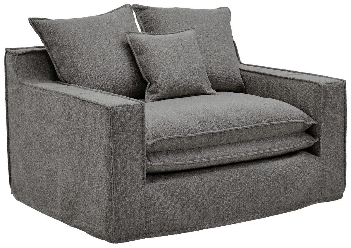SESSEL in Bouclé Grau  - Schwarz/Grau, Trend, Kunststoff/Textil (129/92/105cm) - Livetastic