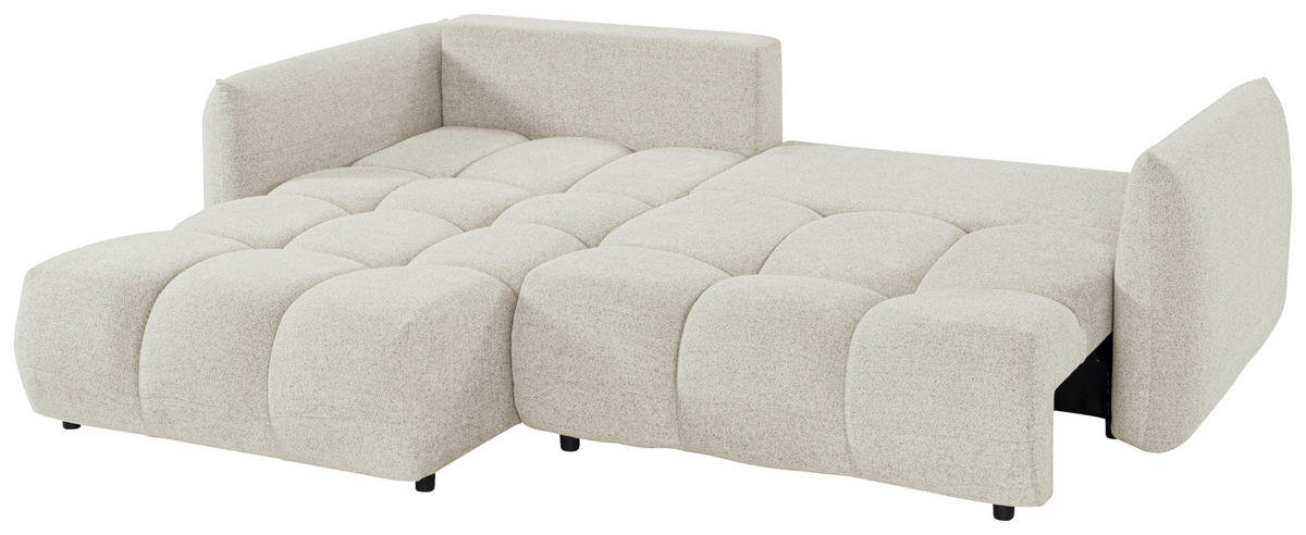 ECKSCHLAFSOFA Flachgewebe Beige  inkl.  - Beige/Schwarz, KONVENTIONELL, Kunststoff/Textil (273/188cm) - Livetastic