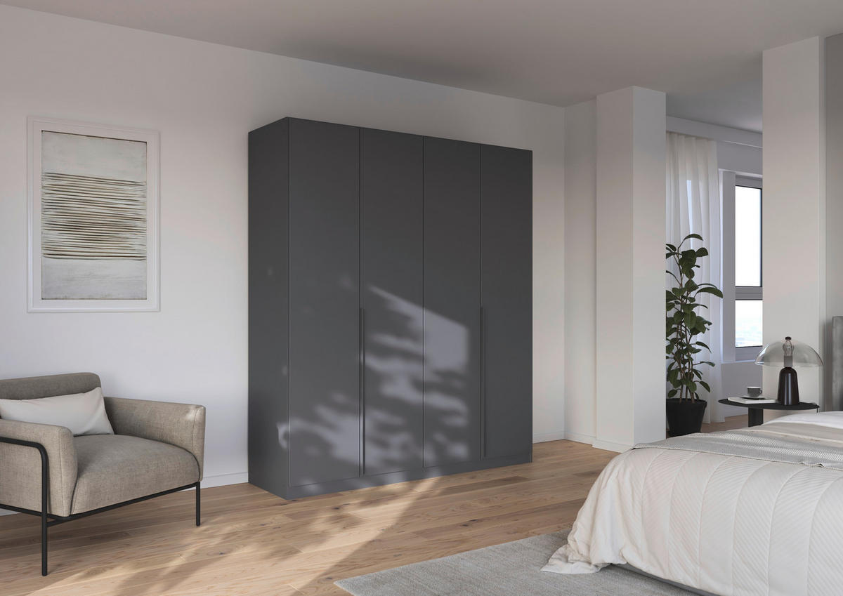 DREHTÜRENSCHRANK 181/229/54 cm,  in Grau, 4-türig  - Grau, MODERN, Holzwerkstoff/Metall (181/229/54cm) - Rauch Möbel