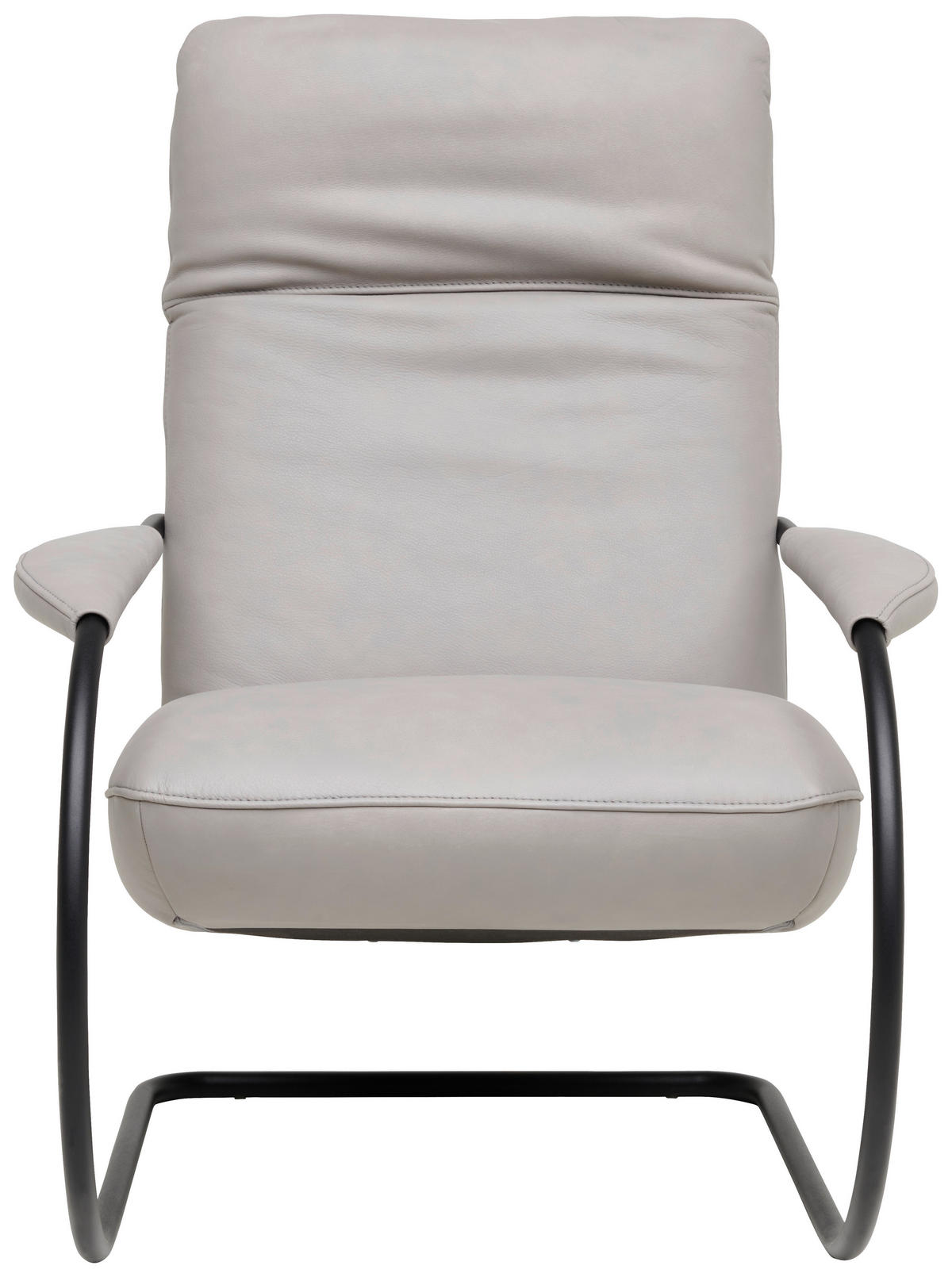 SESSEL in Echtleder Hellgrau  - Hellgrau/Schwarz, Design, Leder/Metall (80/104/99cm) - Koinor