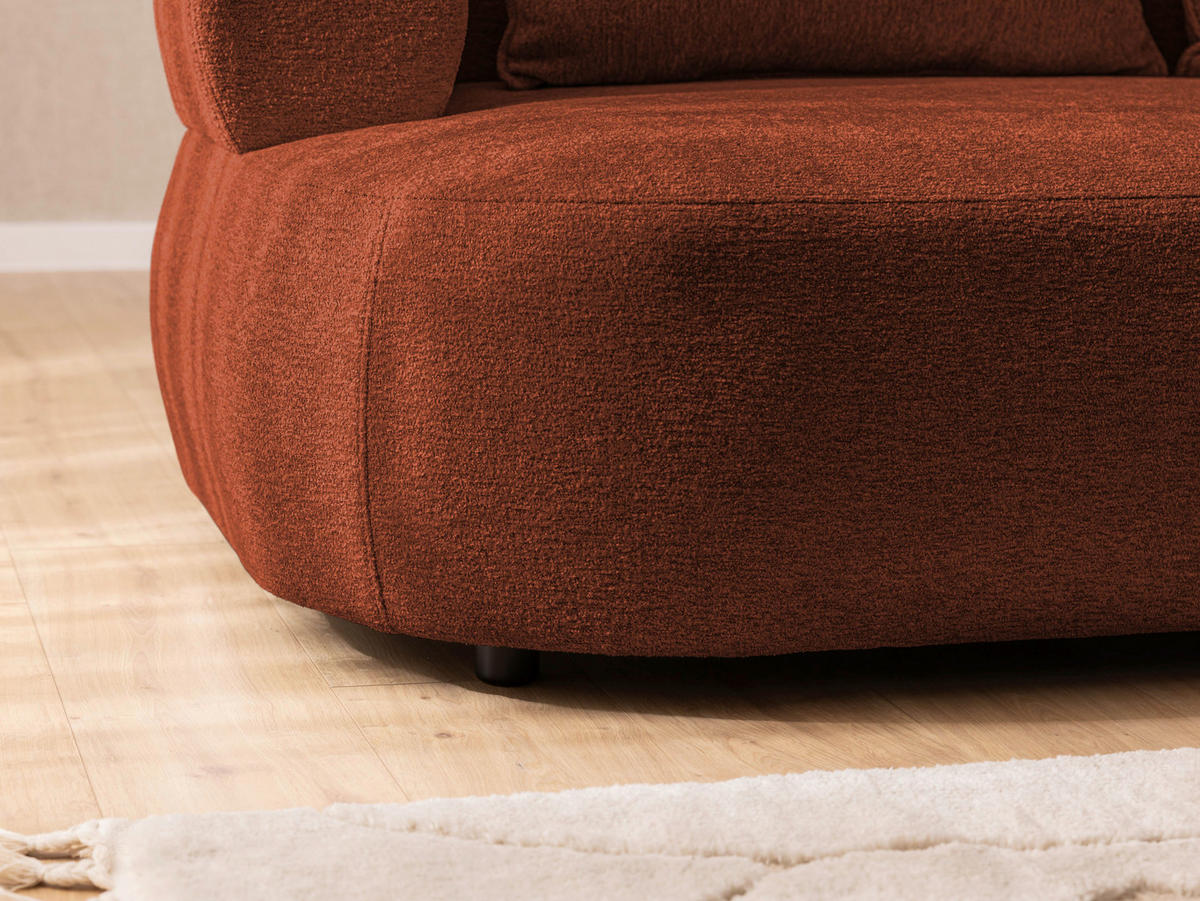 ECKSOFA in Chenille Rostfarben  - Rostfarben/Schwarz, Design, Kunststoff/Textil (256/156cm) - Livetastic