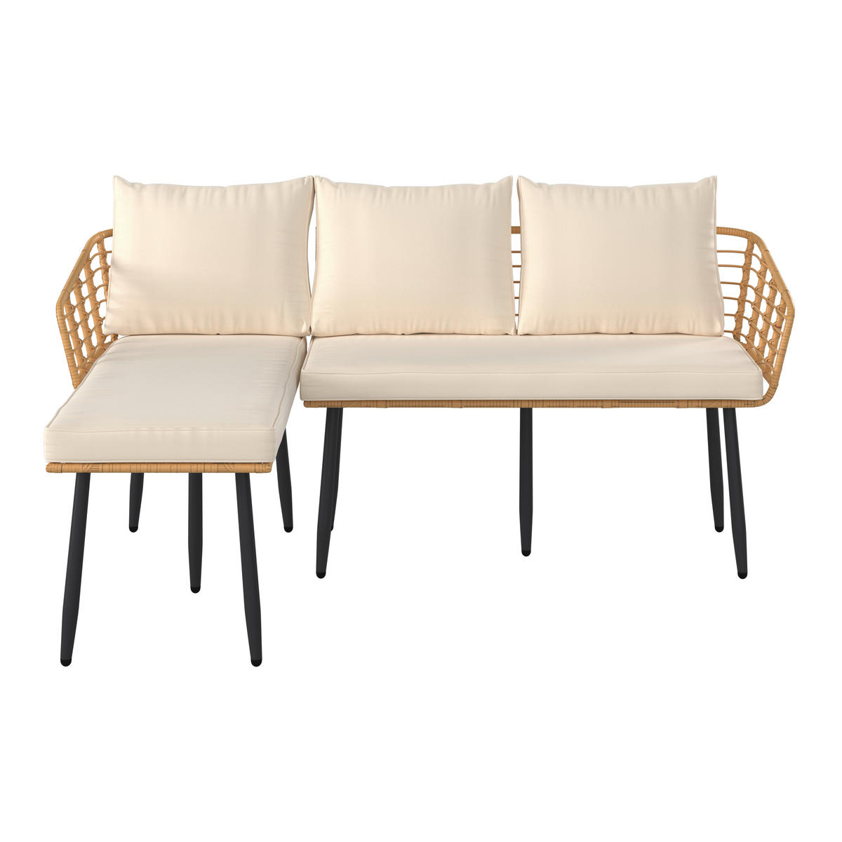 LOUNGEGARNITUR Eisen  - Beige/Naturfarben, MODERN, Glas/Kunststoff (187/67/65cm) - Ambia Garden