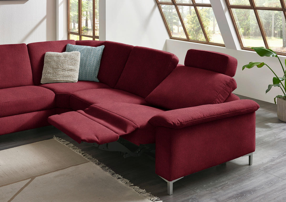 WOHNLANDSCHAFT in Chenille Rot  - Rot/Alufarben, Design, Textil/Metall (170/333/265cm) - Dieter Knoll