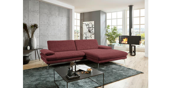 ECKSOFA in Velours Weinrot 284/184 cm - Weinrot/Schwarz, Design, Textil/Metall (284/184cm) - Dieter Knoll