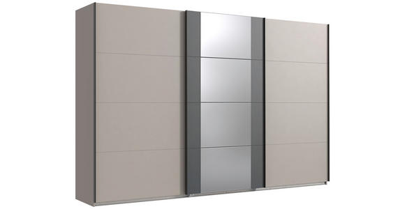 SCHWEBETÜRENSCHRANK in Graphitfarben, Sahara - Schwarz/Graphitfarben, KONVENTIONELL, Glas/Holzwerkstoff (313/208/64cm) - Carryhome