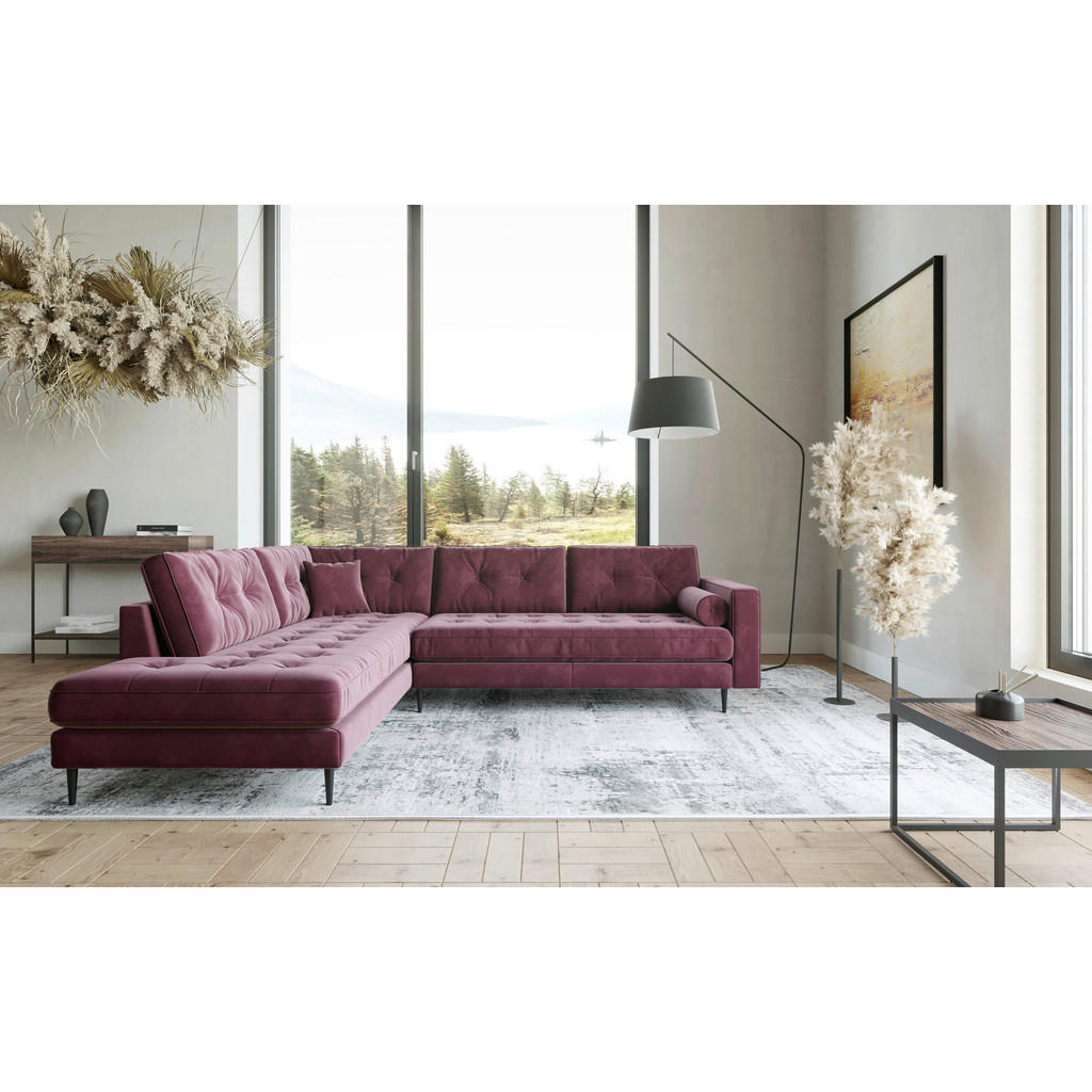Thumbnail - Livetastic Ecksofa Scott, Weinrot, Textil, 4-Sitzer, Füllung: Daunen, Silikon,Silikon, Ottomane links, L-Form, 259x205 c...