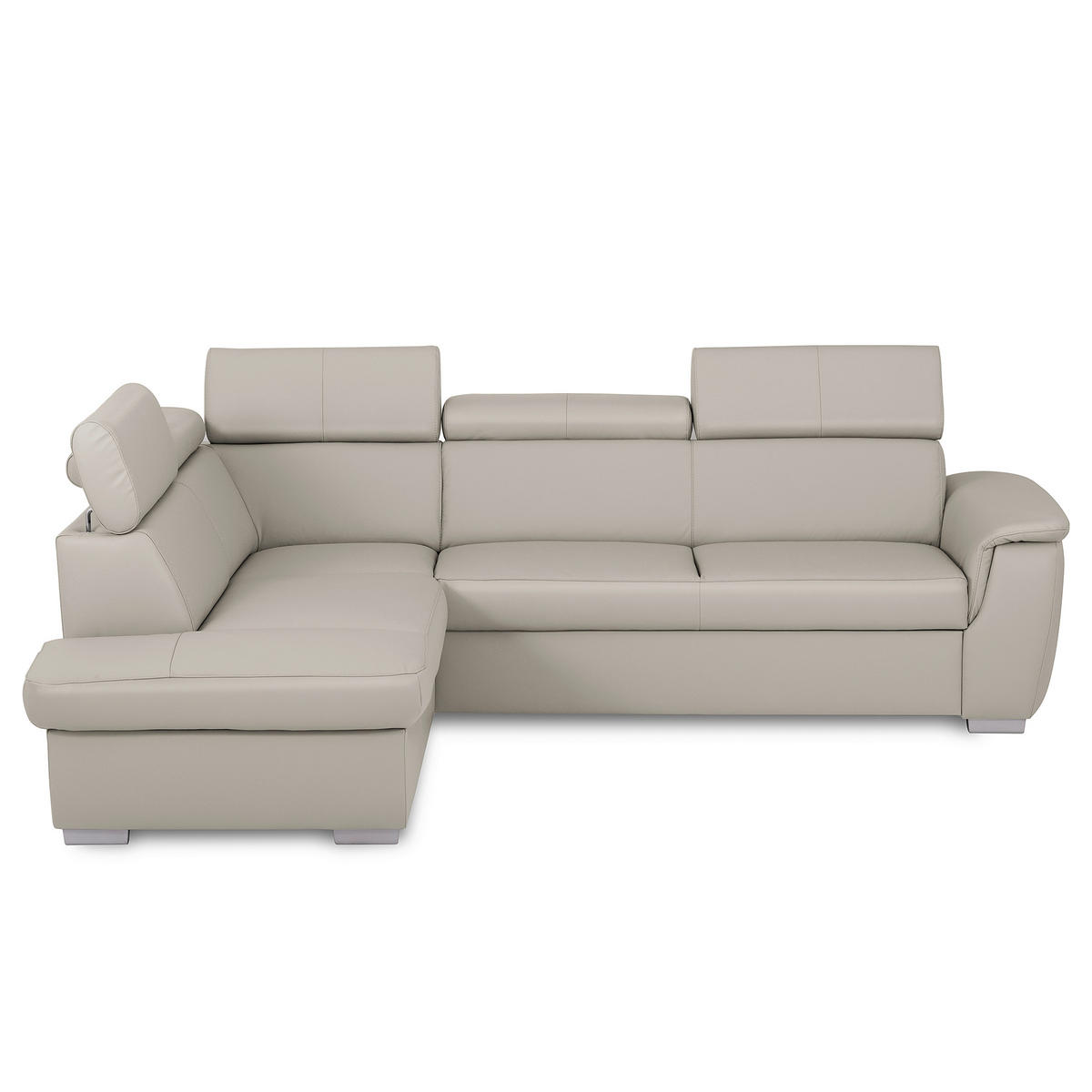 WOHNLANDSCHAFT  in Kombination Echtleder/Lederlook Platinfarben  - Platinfarben/Grau, Leder/Metall (211/262cm) - Celina Home