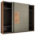 SCHWEBETÜRENSCHRANK  in Salbeigrün, Eiche Artisan  - Salbeigrün/Schwarz, KONVENTIONELL, Holzwerkstoff/Metall (270/225,5/63,7cm) - Xora