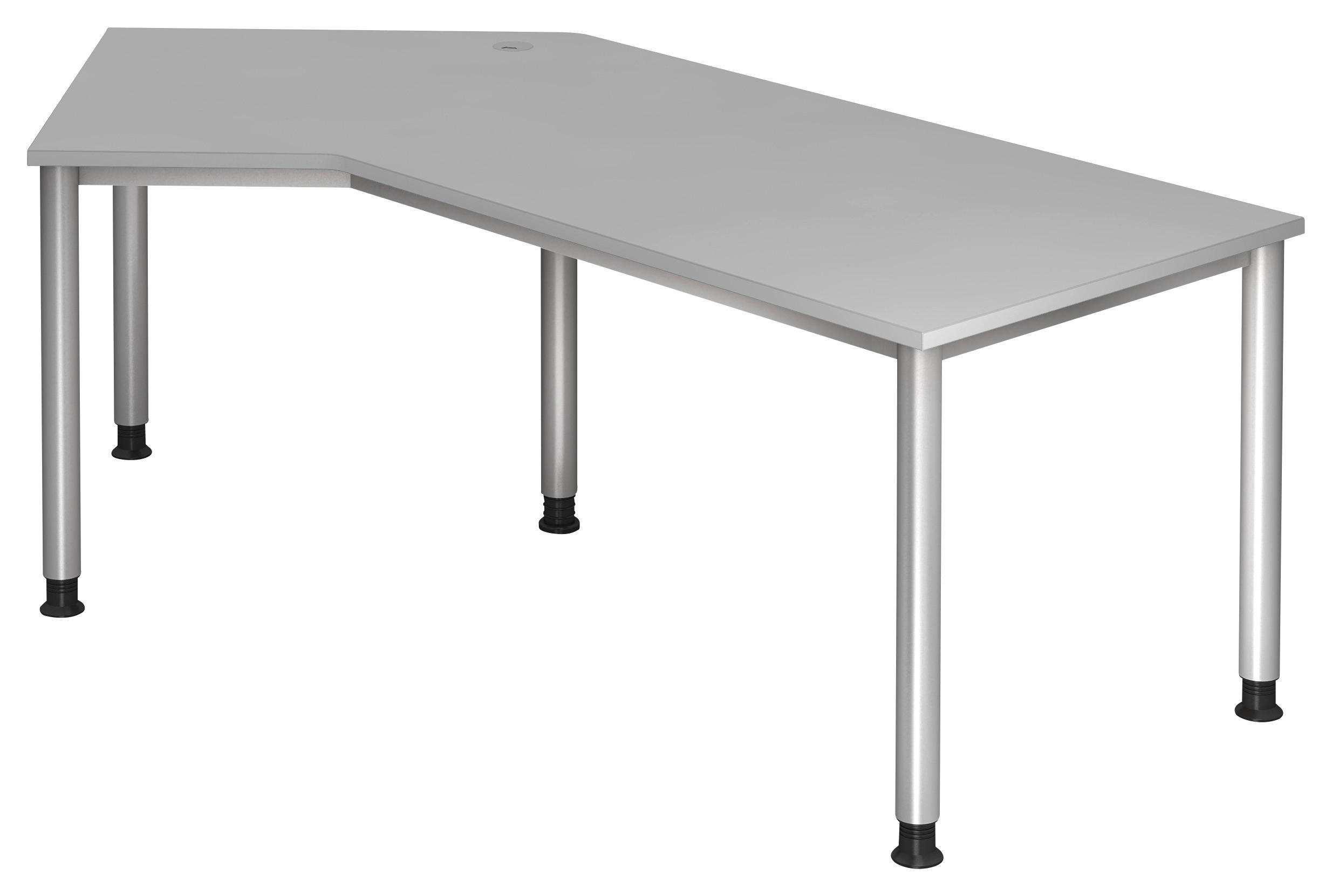 SCHREIBTISCH höhenverstellbar  - Silberfarben/Grau, KONVENTIONELL, Holzwerkstoff/Metall (210/113/68-76cm) - Venda
